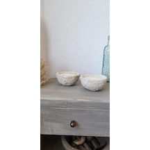 El Yapımı Ufak Boy Beton Mum, 2 Fitilli, Çap 10 Cm Yükseklik 4 Cm, Dekoratif Ev Aksesuarı 50 x 22