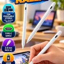 İos Android Windows Uyumlu Stylus Yazı Ve Çizim Kalemi 2.0 Mm İnce Uçlu Type-c Şarjlı