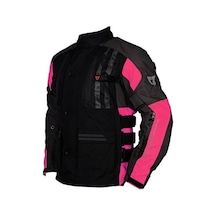 Venom Motosiklet Montu Kadın Tourex 4 Mevsim Ce Sertifikalı Long Touring Layd Motorcu Mont Siyah-pembe Çok Renkli
