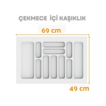 Çekmece İçi Kaşıklık Ve Kepçelik Düzenleyici Beyaz 69x49 Cm 62x40 Cm Kadar Kesilebilir Beyaz