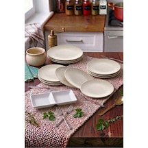 12 Adet Kırılmaz Melamin Tatlı Tabağı Servis Tabağı 25 Cm - Krem Beyaz