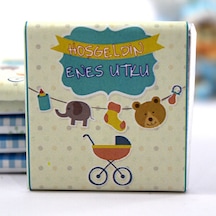Dark Brown Hoşgeldin Bebek Çikolatası İsim Yazılabilen Hediye Çikolata EBK21 48 Adet