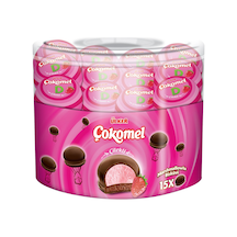 Ülker Çokomel Marshmallow 15'li 12g Çilekli Bisküvi 180g 8'li Avantaj Paketi - 8 Adet Tarı