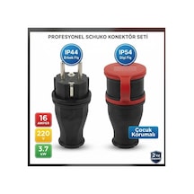 Kauçuk Monofaze Erkek Ve Dişi Fiş 2 Li Set İp44 Ve İp54 Uyumlu Çocuk Korumalı 16a - 220 Volt - 3.8kw - 921858186