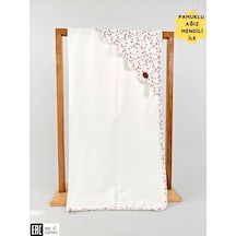 %100 Pamuklu Kız Bebek Battaniyesi Tek Katlı Mevsimlik Puset Örtüsü Hediyelik Yenidoğan 90x90cm Ekru