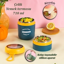 Porsima 66720 Çelik Yemek Termosu Lunch Box Yemek Kabı Sarı 710ml