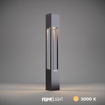 FoneLight AKA 60 cm LED Bollard Bahçe Aydınlatma Direği Antrasit Alüminyum IP65 Peyzaj Yürüyüş Yolu Aydınlatması 9W 3000K