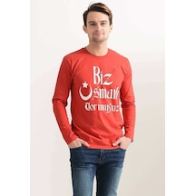 Tshirthane Biz Osmanlı Torunuyuz Baskılı Kırmızı Erkek Sweatshir