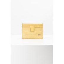 Bayderi Owpi Kroko Deri Minimal Unisex Kartlık Sarı