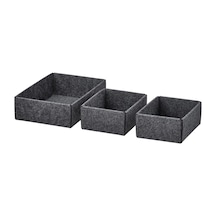 Ikea Uppdatera Çekmece İçi Depolama Kutusu 3'lü 16 X 24 X 6.5 Cm Gri