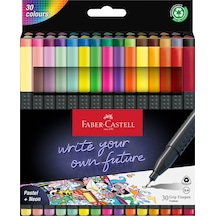 Faber-Castell Grip Finepen İnce Keçe Uçlu Kalem Seti, 30’lu, Pastel ve Neon Renkler, 0.4 mm Hassas Uç, Üçgen Gövde