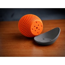 Bezos 3d Baskı Küre Saksı - Kafes Dokulu İki Parçalı Dekoratif Saksı - Turuncu-gri Ob Standart