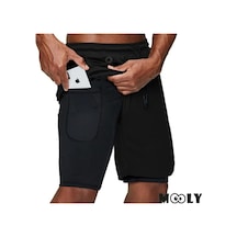 Mooly Unisex Koşu Ve Antrenman Sporcu Şortu 2 In 1 Siyah