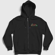 Presmono Unisex Rose Bullet For My Valentine Fermuarlı Kapüşonlu Sweatshirt Siyah