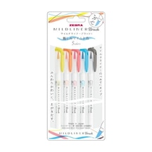 Zebra Mildliner Brush 5'li İşaretleme Kalemi Karışık Renkler / Wft8-n-5c-n