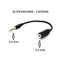 3.5 MM Erkek to 2.5 MM Dişi Çevirici Dönüştürücü Ses Kablo