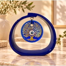 Mavi Gold Hayat Ağacı Nazar Boncuklu Dekoratif Obje Şık Masa Süsü 15x17 Cm