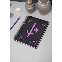 Elif Vav Siyah Ahşap Kapaklı Defter - Ajanda - Günlük - Dini Çizgisiz Defter - A5 Notebook -