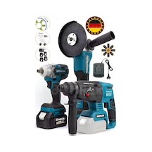 Böhrer Alman 4452 V598 Süper 3'lü Set Akülü 13 MM Akülü Kırıcı Delici Hilti + Darbeli Somun Sıkma + Taşlama Makinesi