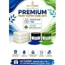 Premium Mum Yapım Hobi Seti - Parafin Wax 1 Kg - 2'li Toz Mum Boyası Seti - Mavi, Yeşil Bkfabpw1kg2my Karışık