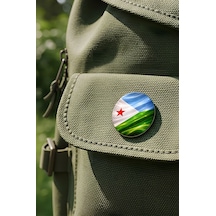 Cibuti Djibouti Abstract Ülke Bayraklı Buton Rozet - 44 MM 5 Adet Çok Renkli