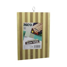 İbico İ22-189 Kesim Panosu Ve Kesme Tahtası 22x32 X 1.3cm Ahşap Bambu Metal Kulplu Beyaz Çizgili Diğer