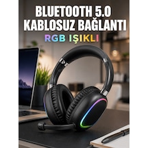 Bluetooth 5.0 Kablosuz Kulak Üstü Kulaklık Mikrofonlu Rgb Aydınla