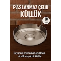 10 Adet Paslanmaz Kafe-restorant-çay-bahçesi Küllük Parlak Paslanmaz