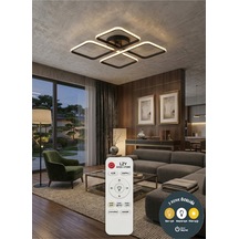 March Kumandalı Dekoratif Siyah Plafonyer Led Avize-4'lü Geometrik Kare 3 Renk Yanma Özellikli