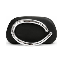 Aylesh Valenne Kadın Siyah Abiye Çanta Metal Saplı Clutch Omuz Ve El Çantası Gümüş Detaylı Siyah Siyah