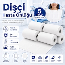 Dişçi Hasta Önlüğü 5 Rulo 400 Adet Beyaz 50x60 Cm