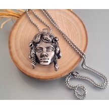 Antik Eskitme Gotik Tarz Paslanmaz Çelik Medusa Kolye Gümüş