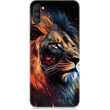 Samsung Galaxy A11 Uyumlu Siyah Fon Aslan Desenli Silikon Kılıf