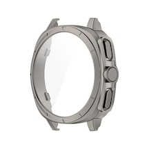 Samsung Galaxy Watch 7 40mm İçin Kasa Dönüştürücü Kılıf Yeni Nesil Görünüm Veren Pc + Temperli Ekran Koruyuculu Dokunmatiği Etkilemeyen Sert Kabuklu Kasa Koruyucu Titanyum Çok Renkli