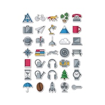 30 Adet Minimalist Günlük Yaşam Sticker Seti - Laptop Defter Telefon Ajanda İçin Özel Paket Çok Renkli
