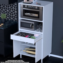 Modilayn Birce Lina Xl-70 X 162,4 X 48 Cm Mini Midi Mikrodalga Fırın Dolabı 1 Çekmece 2 Kapak 4 Göz Raflı