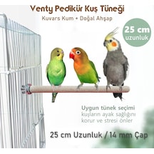 Vixpet Venty Pedikür Papağan Tünek 25 cm Uzunluk 14 mm Çap / 1 Adet - Kumlu Tünek- Zımpara Tünek