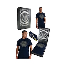 Fenerium Fenerbahçe Erkek Tribün Nakışlı Logolu T-shirt Lazer Ahşap Kutu Lacivert