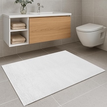 Tr Beyaz Banyo Paspası Peluş Kaymaz Tabanlı Yumuşak Doku Makinede Yıkanabilir 4 Ölçü 40x60 Cm Genel
