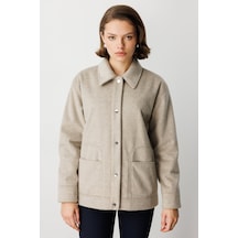 Ekol Kadın Torba Cepli Kısa Kaşe Mont 6087 Vizon Vizon