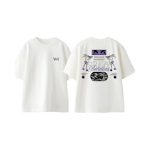 Thewert Heavy Burdens Tasarım Sırt Baskılı Pamuk Beyaz Oversize T-shirt