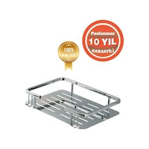 Çelik Banyo Paslanmaz Pirinç Lidya Tekli 15x22 Cm Şampuanlık Süngerlik Köşelik 10 Yıl Garantili Krom