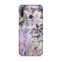 Huawei P40 Lite E Uyumlu Mor Çiçekler Desenli Silikon Kılıf