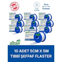 Pe 5cm X 5m, 10 Kutulu Set, Şeffaf Perforeli Flaster. Hipoalerjenik, Nefes Alabilen, Cilde Dost, Suya Dayanıklı