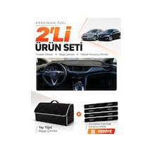 E-biz Opel İnsignia 2017-2026 Uyumlu Torpido Örtüsü + Tay Tüyü Bagaj Çantası - Siyah-gri - Op021