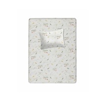 %100 Pamuklu Bebek Lastikli Çarşaf 60x120+20 Bebek Yastık Kılıfı 35x45 Kiremit-yeşil