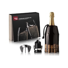 Vacu Vin Şampanya Seti - Siyah