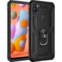 Newface Samsung Galaxy A11 Kılıf Sofya Yüzüklü Silikon Kapak - Siyah
