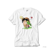 One Piece Pirate Luffy Beyaz Tişört Beyaz