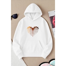 Uyguntarz Unisex Eriyen Kalpler Tasarım Basklı Sweatshirt beyaz